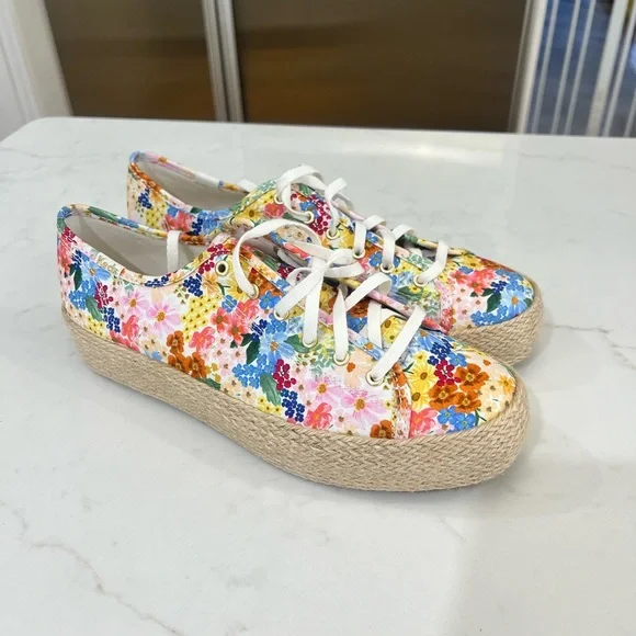 Women x Rifle Paper Co Triple Kick Jute Margaux Platform Casual Sneakers Size 8 - Picture 1 of 7